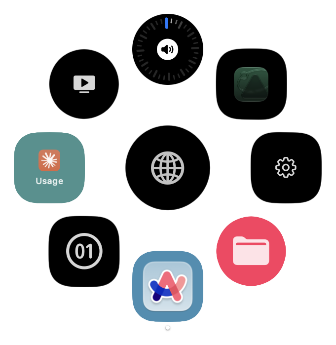 The volume dial being turned with a swipe