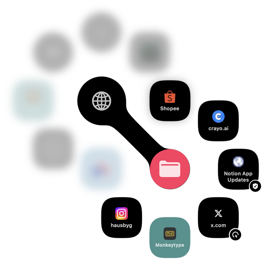 A folder pill blooming into its own ring of pills